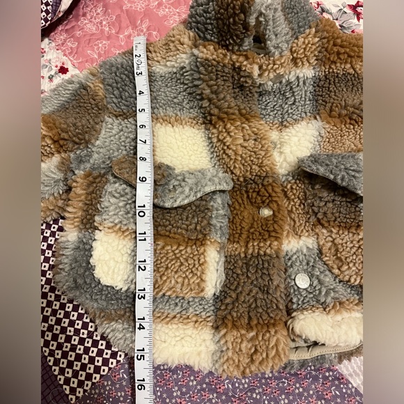 Zara kids Plaid shearling Cropped Jacket Size 6/7 - Picture 7 of 11